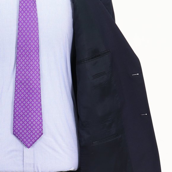 Chiarelli 46L Navy Solid 2-Button Sport Coat Blazer Jacket B893 - Picture 10 of 11